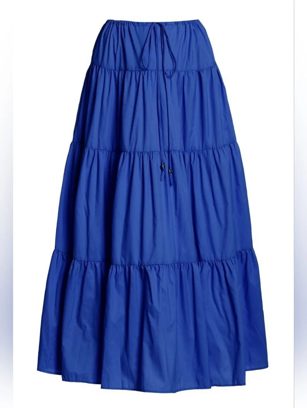 STAUD Lucca Tiered Maxi Skirt in Cobalt Blue M, Women's Casual Summer Size XS